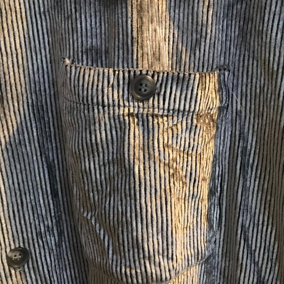 Vtg Jay Y. Ko Studios Silver Corduroy Striped Velvet Button Up Long Sleeve Large - Picture 8 of 14